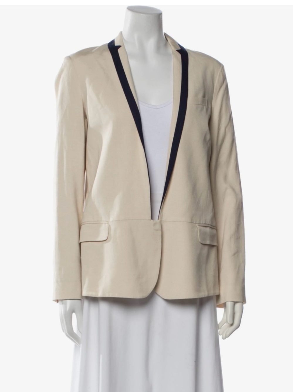 Diane Von Furstenberg Cream Blazer with Navy Trim